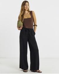Simply Be - Tie Waist Wide Leg Linen Mix Trousers - Lyst