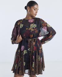 Simply Be - Border Print Godet Skater Dress - Lyst