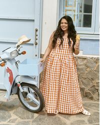 Simply Be - Gingham Waist Detail Midi Dress - Lyst