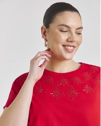 Simply Be - Broderie Grown On Sleeve T-Shirt - Lyst