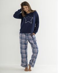 Pour Moi - Pour Moi Sweatshirt Check Pyjama Set - Lyst