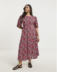 Simply Be - Ditsy Floral Print Midi Dress - Lyst