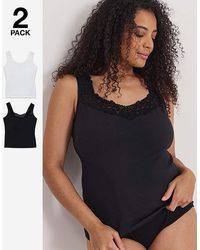 Pretty Secrets - 2 Pack Lace Trim Vests - Lyst