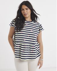 Simply Be - Embroidered Seaside Peplum Top - Lyst