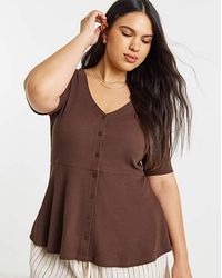 Simply Be - Button Through Peplum Top - Lyst