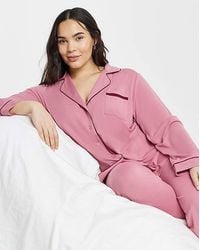 Pretty Secrets - Contrast Piping Revere Pyjama Set - Lyst