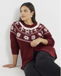 Simply Be - Fair Isle Crew Neck Cardigan - Lyst