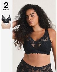 Pretty Secrets - 2 Pack Daisy Lace Plunge Bras - Lyst