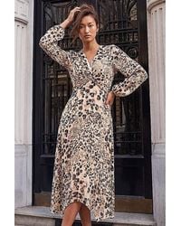 Roman - Roman Animal Print Twist Front Dress - Lyst