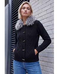 Roman - Roman Faux Fur Cardigan - Lyst