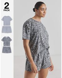 Simply Be - Leopard Print Value 2 Pack Shortie Sets - Lyst