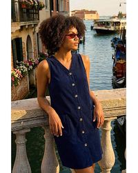 Roman - Roman Cotton V-Neck Button Pocket Dress - Lyst