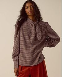 Monsoon - Myla Tie Neck Gingham Top - Lyst