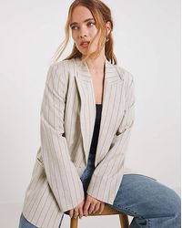 Simply Be - Linen Blend Pinstripe Blazer - Lyst
