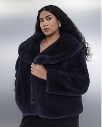 Simply Be - Shawl Collar Plush Faux Fur Coat - Lyst