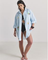 Beach To Beach - Embroidered Button Up Beach Shirt - Lyst