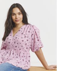 Simply Be - Button Through Peplum Blouse - Lyst