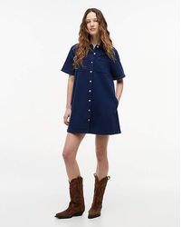 Tommy Hilfiger - Textured Twill A-Line Mini Shirt Dress - Lyst