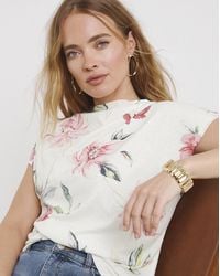Simply Be - Floral Slash Neck Mesh Top - Lyst