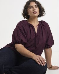 Simply Be - Textured Puff Sleeve Top - Lyst