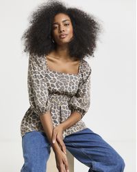 Simply Be - Leopard Square Neck Blouse - Lyst