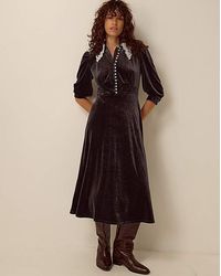 Monsoon - Leith Lace Collar Velvet Dress - Lyst