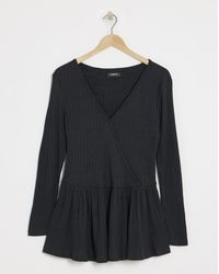 Simply Be - Ribbed Soft Touch Mock Wrap Top - Lyst