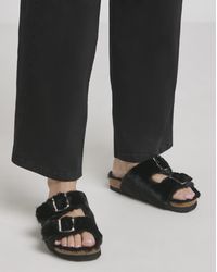 Simply Be - Fluffy Two Strap Footbed Slipper Ex Wide - Lyst