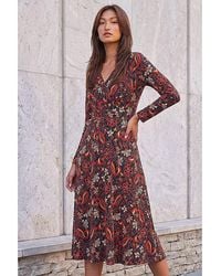 Roman - Roman Floral Gathered Midi Dress - Lyst