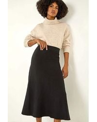 Roman - Roman Plain Elastic A Line Midi Skirt - Lyst