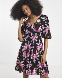 Simply Be - Crinkle Shirred Waist Skater Dress - Lyst