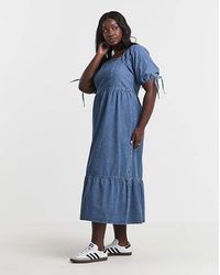 Simply Be - Midi Shirred Smock Dress - Lyst