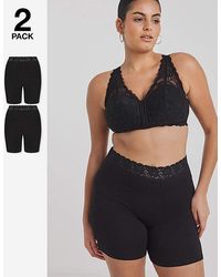 Pretty Secrets - 2 Pack Cotton Comfort Lace Trim Shorts - Lyst