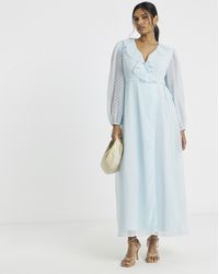Vila - L/S V-Neck Wrap Dress - Lyst