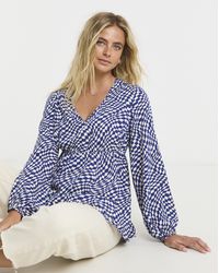Simply Be - Checkerboard V-Neck Smock Top - Lyst
