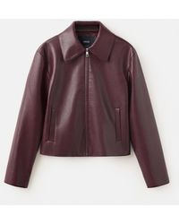 Mango - Faux Leather Zip-Up Jacket - Lyst
