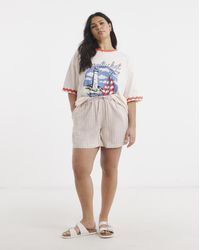 Simply Be - Stripe Linen Shorts - Lyst