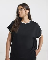 Simply Be - Blanket Stitch Short Sleeve Sweatshirt - Lyst