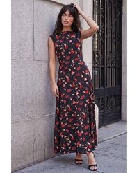 Roman - Roman High Neck Floral Poppy Print Dress - Lyst