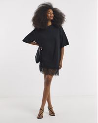 Simply Be - Lace Hem T-Shirt Dress - Lyst