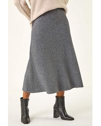 Roman - Roman Plain Elastic A Line Midi Skirt - Lyst