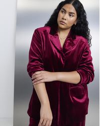 Simply Be - Velour Single Breasted Blazer - Lyst