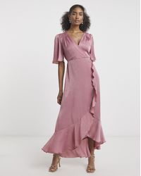 Flounce London - Satin Maxi Dress - Lyst