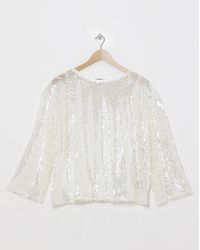 Simply Be - Flared Sleeve Sequin Top - Lyst