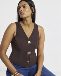 Simply Be - Scuba Button Detail Crepe Waistcoat - Lyst