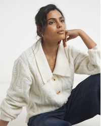 Simply Be - Cable Knit Collar Cardigan - Lyst