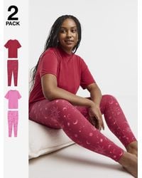 Simply Be - Celestial Burgundy 2 Pack Legging Pj Set - Lyst