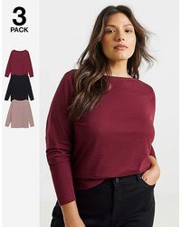 Simply Be - 3 Pack Long Sleeve Slash Neck Tops - Lyst