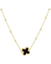 iJewel - 9Ct Onyx Clover Necklace - Lyst