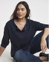 Simply Be - Ribbed Cardi With Contrast Trim - Lyst